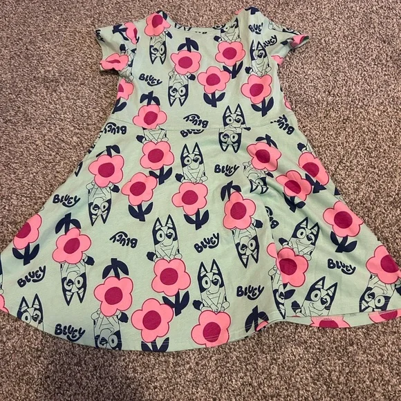 Bluey kids Dress with Pink Floral Design - Picture 5 of 5